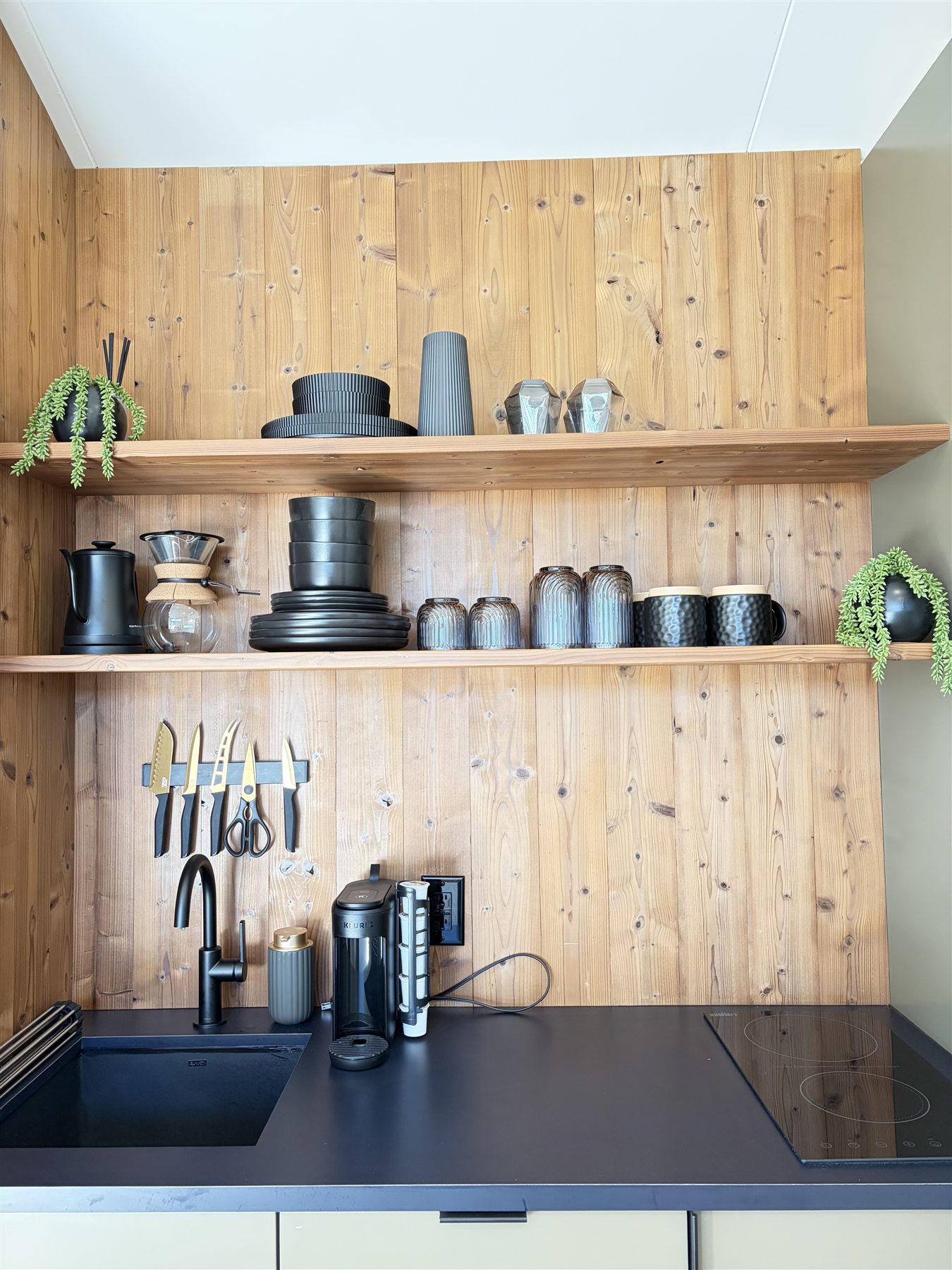 Kitchenette coffee bar at Glacier Mountain Getaway