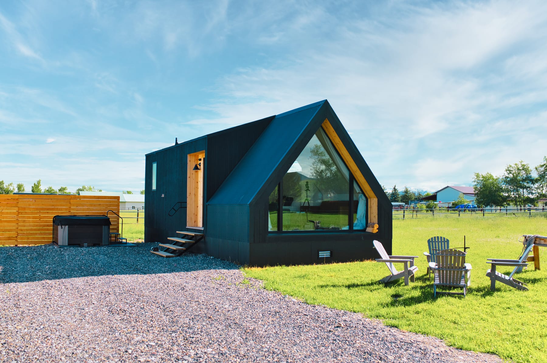 Wide view of the entire Glacier Mountain Getaway home near Bozeman Montana