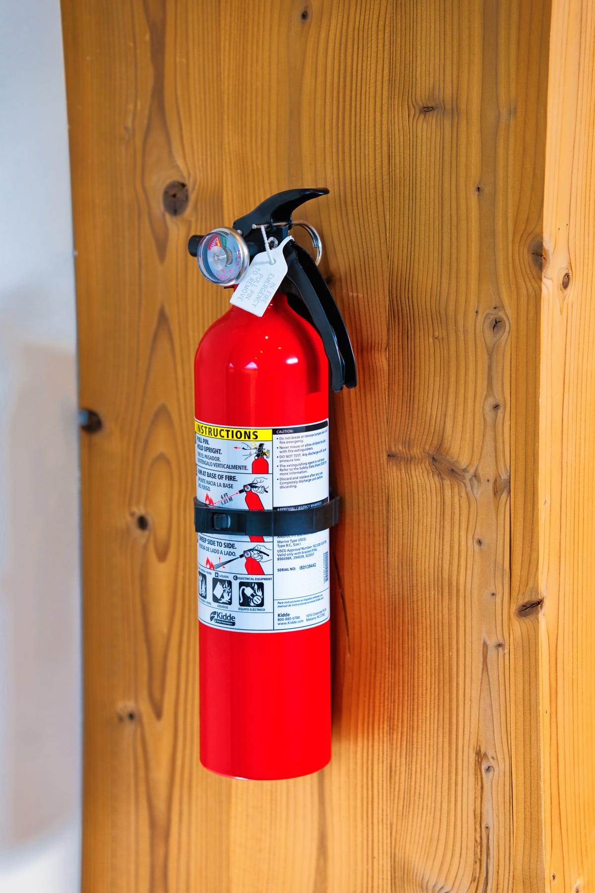 Fire extinguisher at Glacier Mountain Getaway near Bozeman Montana
