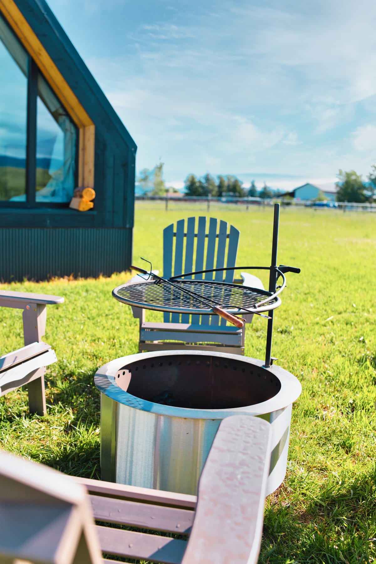 Outdoor fire pit at Glacier Mountain Getaway near Bozeman Montana