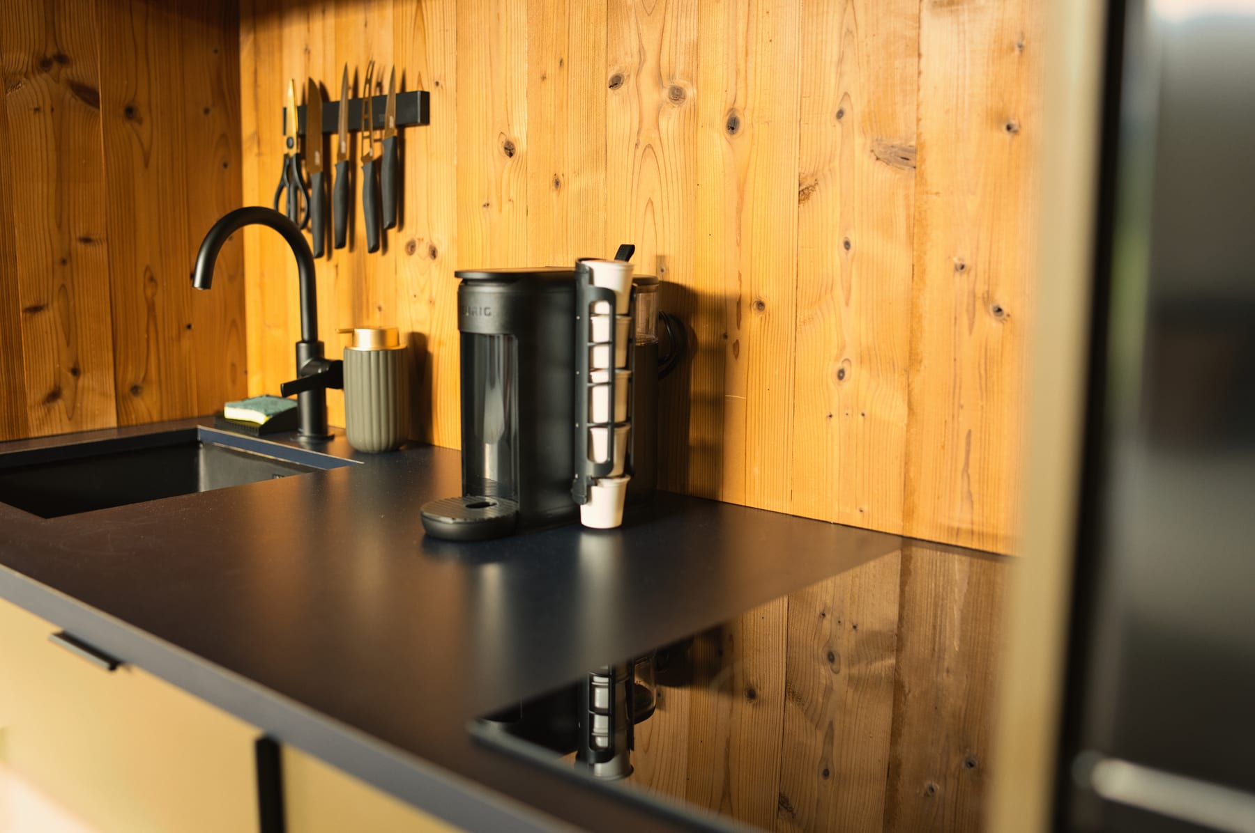 Kitchenette counter at Glacier Mountain Getaway near Bozeman Montana
