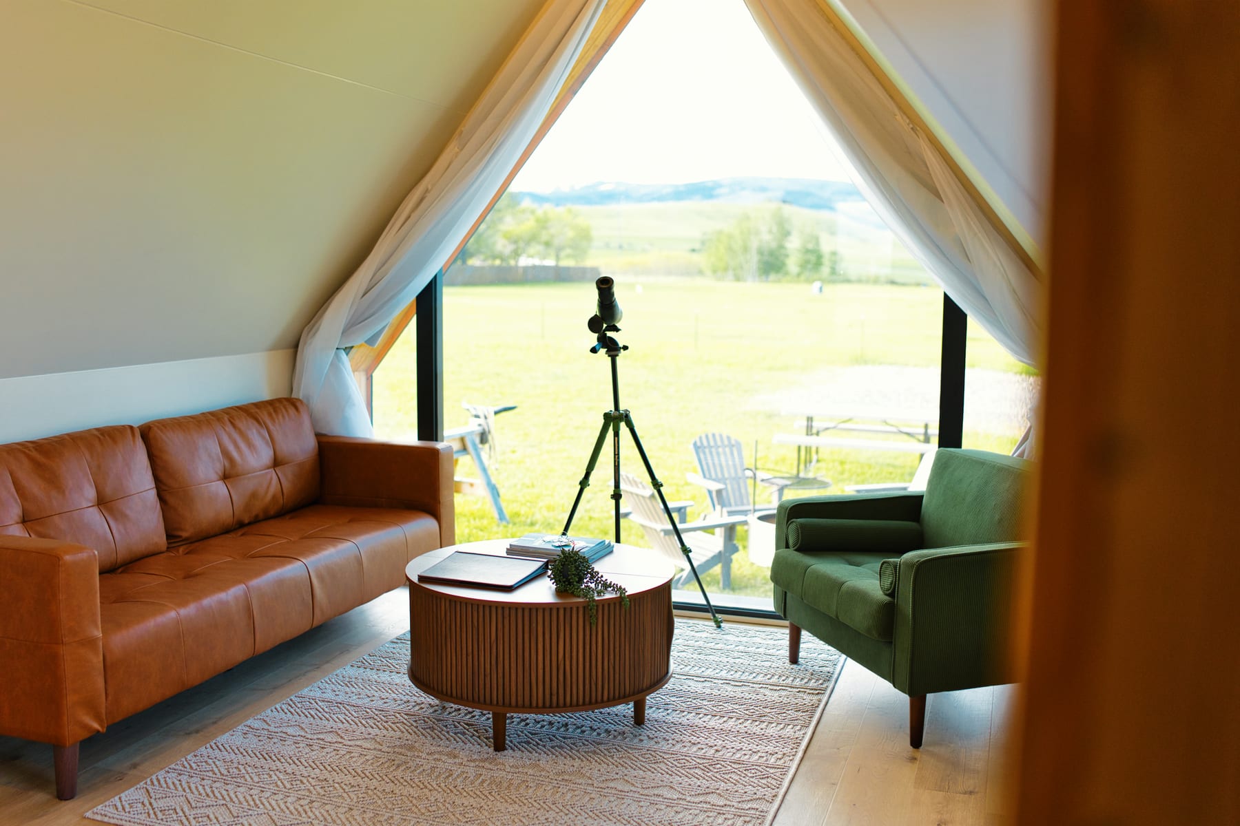 Cozy living room at Glacier Mountain Getaway near Bozeman Montana