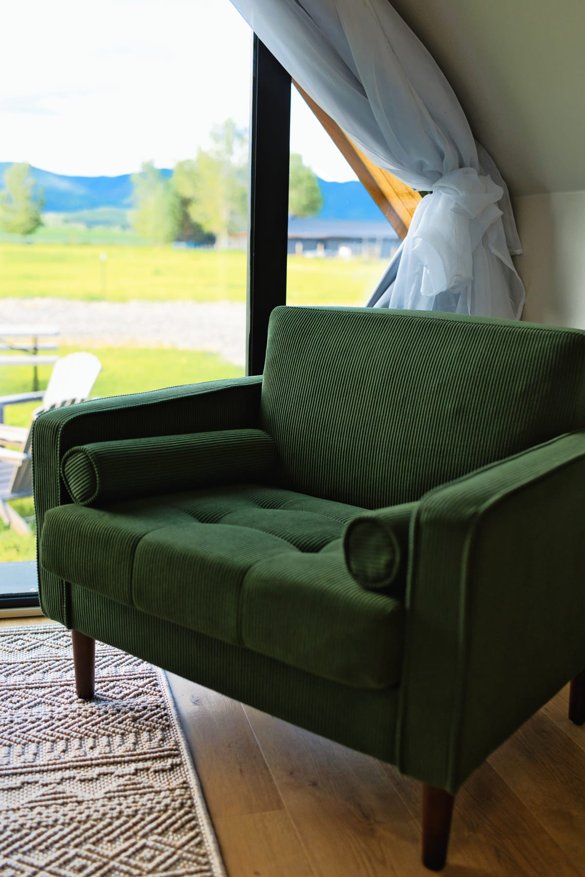 Lounge chair at Glacier Mountain Getaway near Bozeman Montana