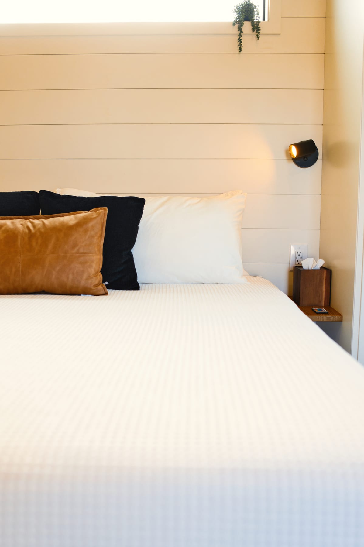 Closeup of primary bed at Glacier Mountain Getaway near Bozeman Montana