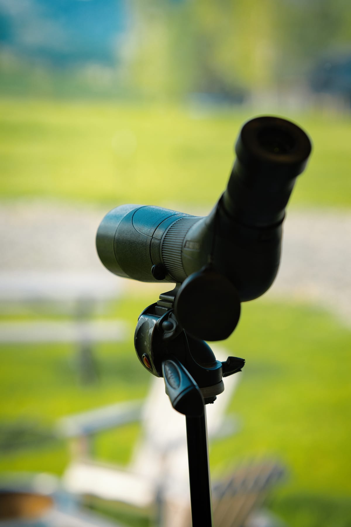 Telescope inside Glacier Mountain Getaway near Bozeman Montana